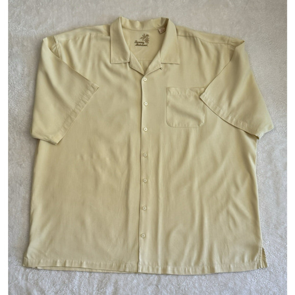Tommy‎ Bahama Men's Yellow 100% Silk Button-Down Shirt 3XT Big and Tall Relaxed - Picture 1 of 14